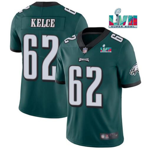 Youth Philadelphia Eagles #62 Jason Kelce Green Super Bowl LVII Patch Vapor Untouchable Limited Stitched Football Jersey Youth Philadelphia Eagles #62 Jason Kelce Green Super Bowl LVII Patch Vapor Untouchable Limited Stitched Football Jersey