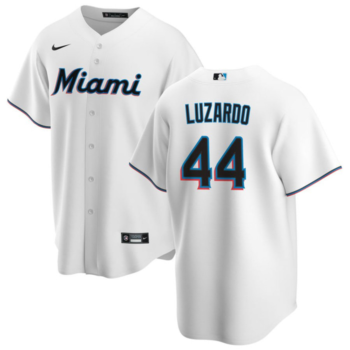 Men's Miami Marlins #44 Jesús Luzardo White Cool Base Stitched Baseball Jersey Men's Miami Marlins #44 Jesús Luzardo White Cool Base Stitched Baseball Jersey