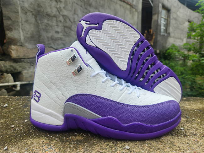 Men's Running weapon Air Jordan 12 White/Purple Shoes 0107