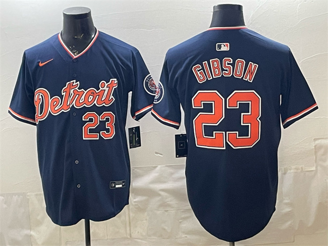 Men's Detroit Tigers #23 Kirk Gibson Navy 2026 Alternate Vapor Premier Limited Stitched Baseball Jersey Men's Detroit Tigers #23 Kirk Gibson Navy 2026 Alternate Vapor Premier Limited Stitched Baseball Jersey