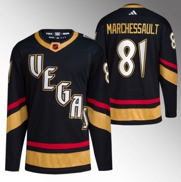 Men's Vegas Golden Knights #81 Jonathan Marchessault Black 2022-23 Reverse Retro Stitched Jersey Men's Vegas Golden Knights #81 Jonathan Marchessault Black 2022-23 Reverse Retro Stitched Jersey