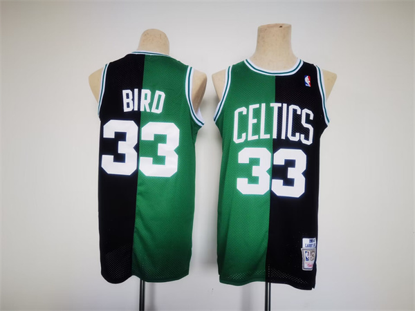 Men's Boston Celtics #33 Larry Bird Green/Black Split Throwback Stitched Jersey Men's Boston Celtics #33 Larry Bird Green/Black Split Throwback Stitched Jersey