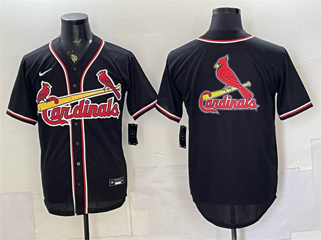Men's St. Louis Cardinals Team Big Logo 2026 Fashion Replica Black Out Stitched Baseball Jersey Men's St. Louis Cardinals Team Big Logo 2026 Fashion Replica Black Out Stitched Baseball Jersey