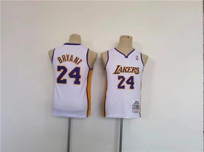 Youth Los Angeles Lakers #24 Kobe Bryant White Stitched Basketball Jersey Youth Los Angeles Lakers #24 Kobe Bryant White Stitched Basketball Jersey