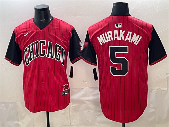 Men's Chicago White Sox #5 Munetaka Murakami Red/Black 2025 City Connect Limited Stitched Baseball Jersey