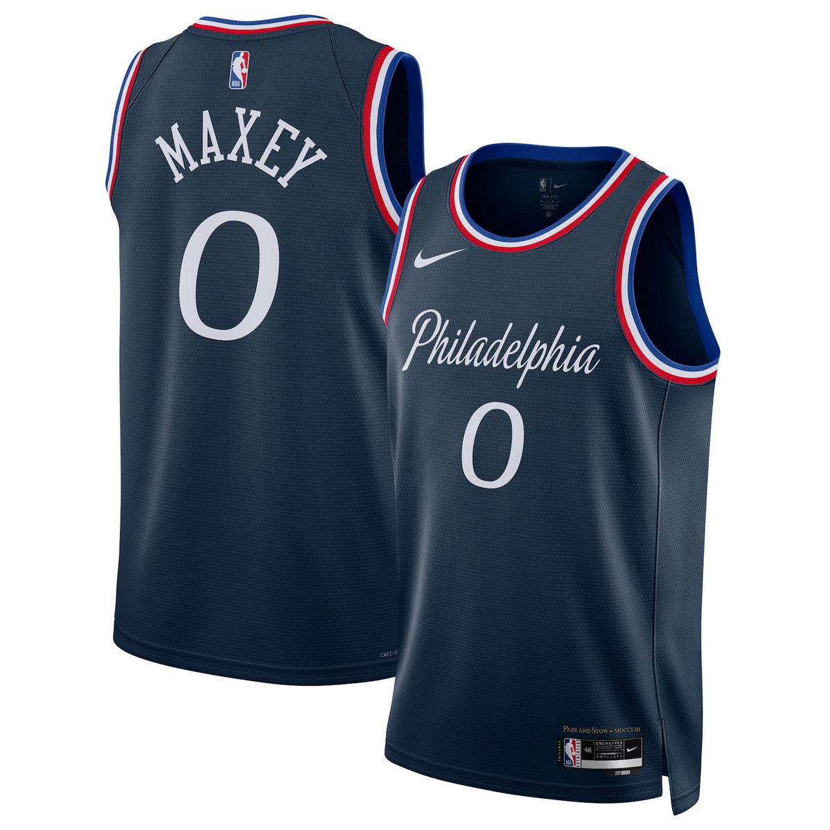Men's Philadelphia 76ers #0 Tyrese Maxey Navy 2025/26 City Edition Stitched Jersey