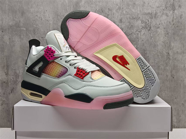 Men's Hot Sale Running weapon Air Jordan 4 White/Pink Shoes 0293