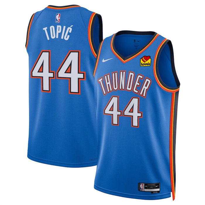 Men's Oklahoma City Thunder #44 Nikola Topić Blue 2024 Draft Icon Edition Stitched Basketball Jersey Men's Oklahoma City Thunder #44 Nikola Topić Blue 2024 Draft Icon Edition Stitched Basketball Jersey