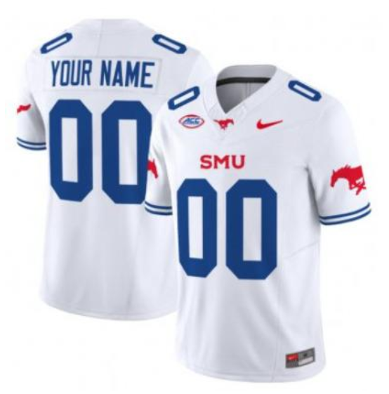 Men's SMU Mustangs Icy College Custom White 2025 Vapor Limited Jersey