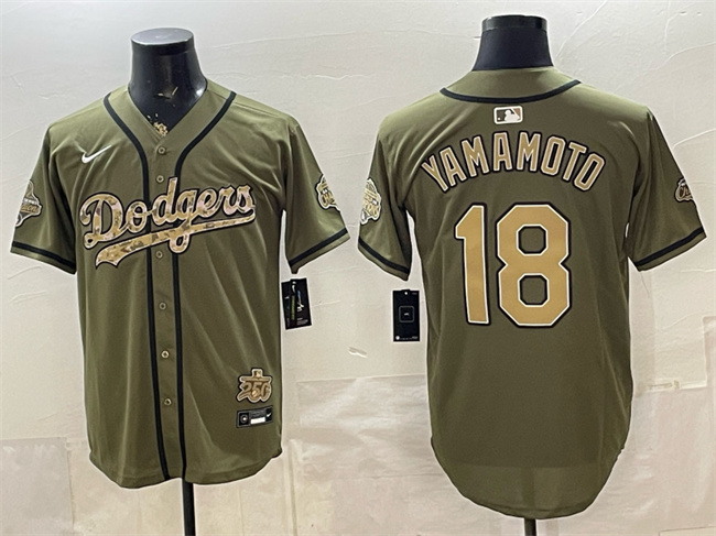 Men's Los Angeles Dodgers #18 Yoshinobu Yamamoto Military Appreciation Game Day Stitched Baseball Jersey Men's Los Angeles Dodgers #18 Yoshinobu Yamamoto Military Appreciation Game Day Stitched Baseball Jersey