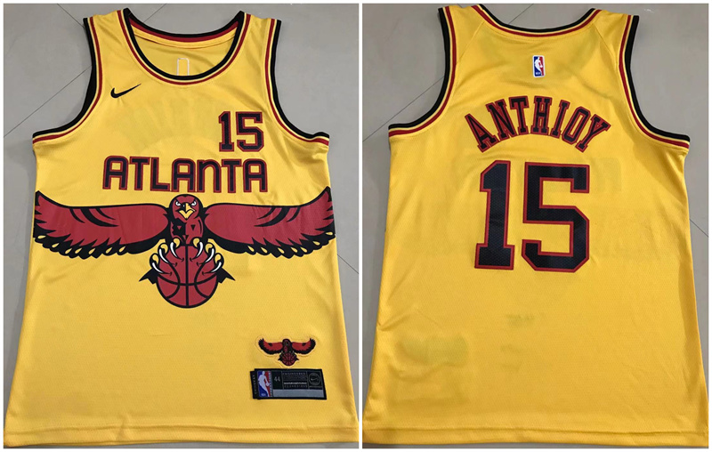 Men's Atlanta Hawks #15 Clint Capela 2021/22 Yellow City Edition Stitched Jersey Men's Atlanta Hawks #15 Clint Capela 2021/22 Yellow City Edition Stitched Jersey