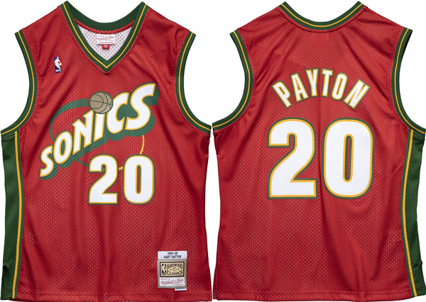Men's Oklahoma City Thunder #20 Gary Payton Red 1995-96 Throwback SuperSonics Stitched Jersey Men's Oklahoma City Thunder #20 Gary Payton Red 1995-96 Throwback SuperSonics Stitched Jersey