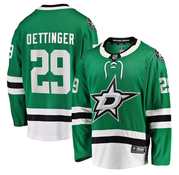 Men's Dallas Stars #29 Jake Oettinger Green Stitched Jersey Men's Dallas Stars #29 Jake Oettinger Green Stitched Jersey
