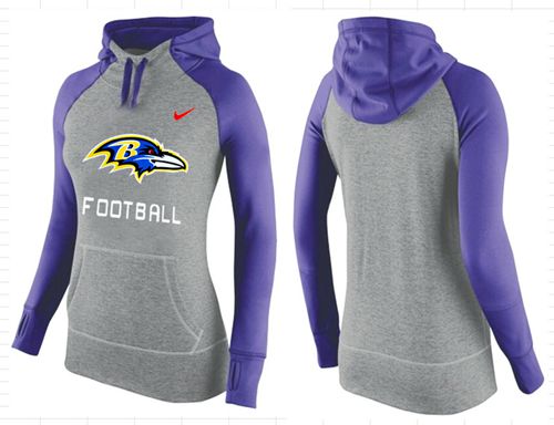 Women's Nike Baltimore Ravens Performance Hoodie Grey & Purple_1 Women's Nike Baltimore Ravens Performance Hoodie Grey & Purple_1
