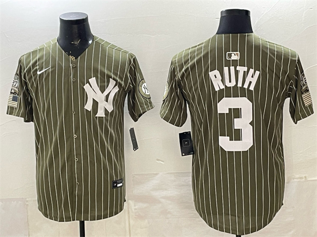 Men's New York Yankees #3 Babe Ruth Olive 2026 Armed Forces Day Salute To Service Stitched Baseball Jersey Men's New York Yankees #3 Babe Ruth Olive 2026 Armed Forces Day Salute To Service Stitched Baseball Jersey