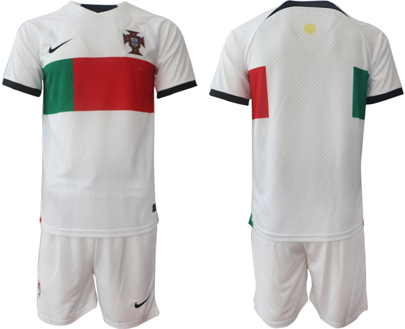 Men's Portugal Blank White Away Soccer Jersey Suit