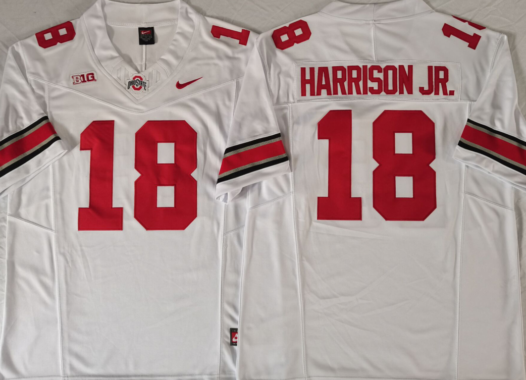 Men's Ohio State Buckeyes #18 Marvin Harrison JR. White F.U.S.E. Limited Stitched Jersey Men's Ohio State Buckeyes #18 Marvin Harrison JR. White F.U.S.E. Limited Stitched Jersey