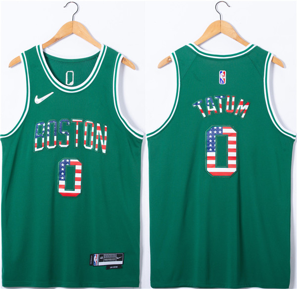 Men's Boston Celtics #0 Jayson Tatum USA Flag Green Stitched Jersey Men's Boston Celtics #0 Jayson Tatum USA Flag Green Stitched Jersey