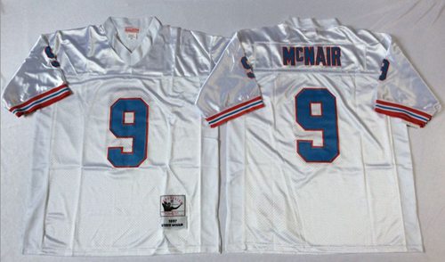 Mitchell And Ness Oilers/ Tennessee Titans #9 Steve McNair White Throwback Stitched NFL Jersey Mitchell And Ness Oilers/ Tennessee Titans #9 Steve McNair White Throwback Stitched NFL Jersey