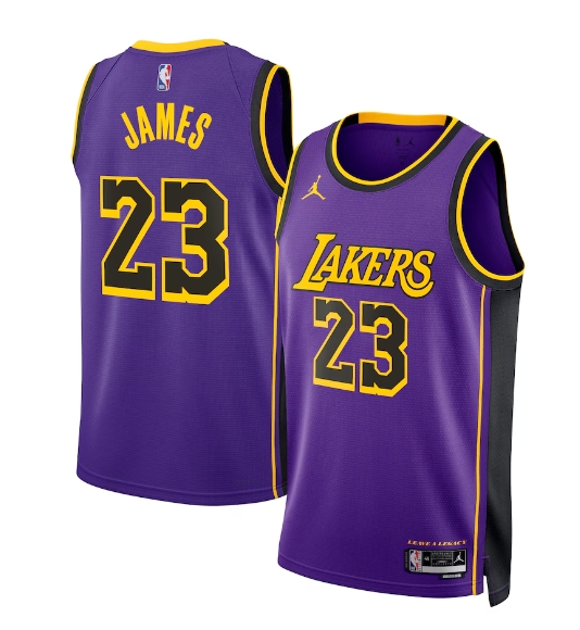 Men's Los Angeles Lakers #23 Lebron James Purple 2024 Statement Edition Stitched Basketball Jersey