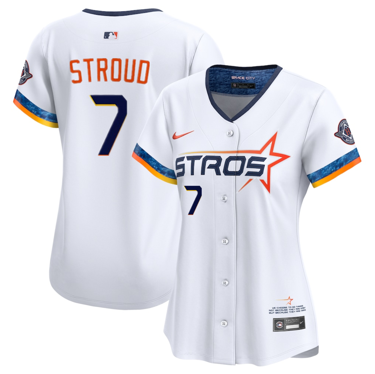 Women's Houston Astros #7 C.J. Stroud White 2025 City Connect Limited Stitched Baseball Jersey(Run Small)