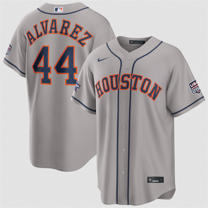 Men's Houston Astros #44 Yordan Alvarez Gray 2026 All-Star Game & USA 250 Patch Stitched Baseball Jersey