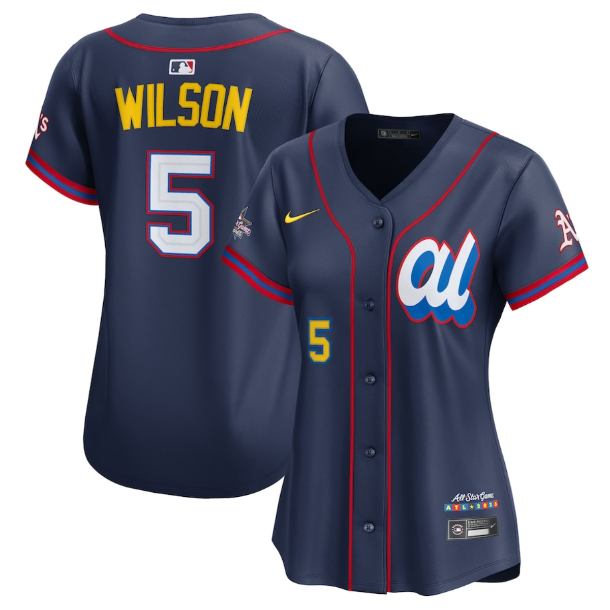 Women's American League #5 Jacob Wilson Navy 2025 All-Star Edition Limited Stitched Baseball Jersey(Run Small) Women's American League #5 Jacob Wilson Navy 2025 All-Star Edition Limited Stitched Baseball Jersey(Run Small)