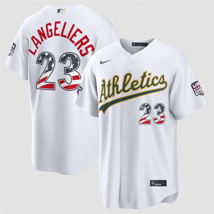 Men's Athletics #23 Shea Langeliers White 2026 All-Star Edition Stars & Stripes Stadium Pick-A-Player Stitched Baseball Jersey