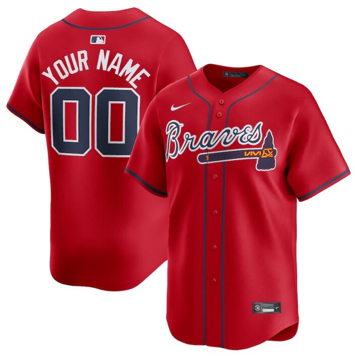 Men's Atlanta Braves Customized Red 2024 Alternate Limited Stitched Baseball Jersey Men's Atlanta Braves Customized Red 2024 Alternate Limited Stitched Baseball Jersey