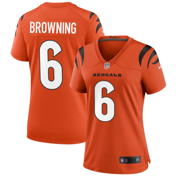 Women's Cincinnati Bengals #6 Jake Browning Orange Stitched Football Jersey(Run Small) Women's Cincinnati Bengals #6 Jake Browning Orange Stitched Football Jersey(Run Small)