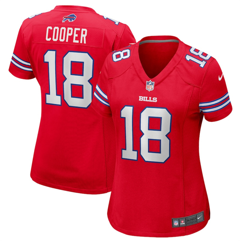 Women's Buffalo Bills #18 Amari Cooper Red Stitched Football Jersey(Run Small) Women's Buffalo Bills #18 Amari Cooper Red Stitched Football Jersey(Run Small)