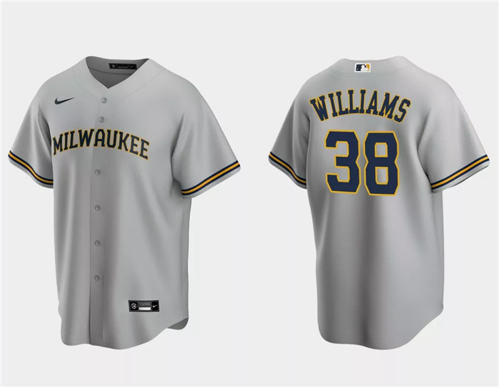 Men's Milwaukee Brewers #38 Devin Williams Grey Cool Base Stitched Jersey Men's Milwaukee Brewers #38 Devin Williams Grey Cool Base Stitched Jersey