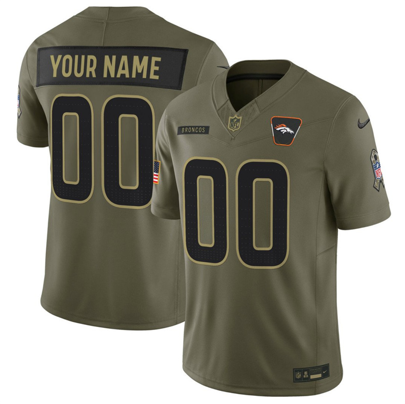 Youth Denver Broncos Active Player Custom Olive 2025 F.U.S.E. Salute to Service Limited Stitched Football Jersey