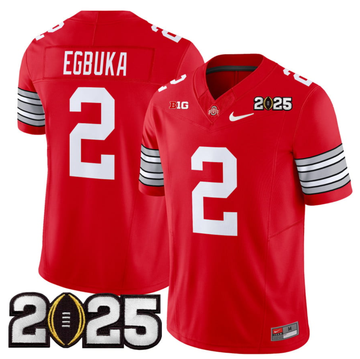 Men's Ohio State Buckeyes #2 Emeka Egbuka Red 2025 CFP Final Patch F.U.S.E. Vapor Limited Stitched Football Jersey Men's Ohio State Buckeyes #2 Emeka Egbuka Red 2025 CFP Final Patch F.U.S.E. Vapor Limited Stitched Football Jersey