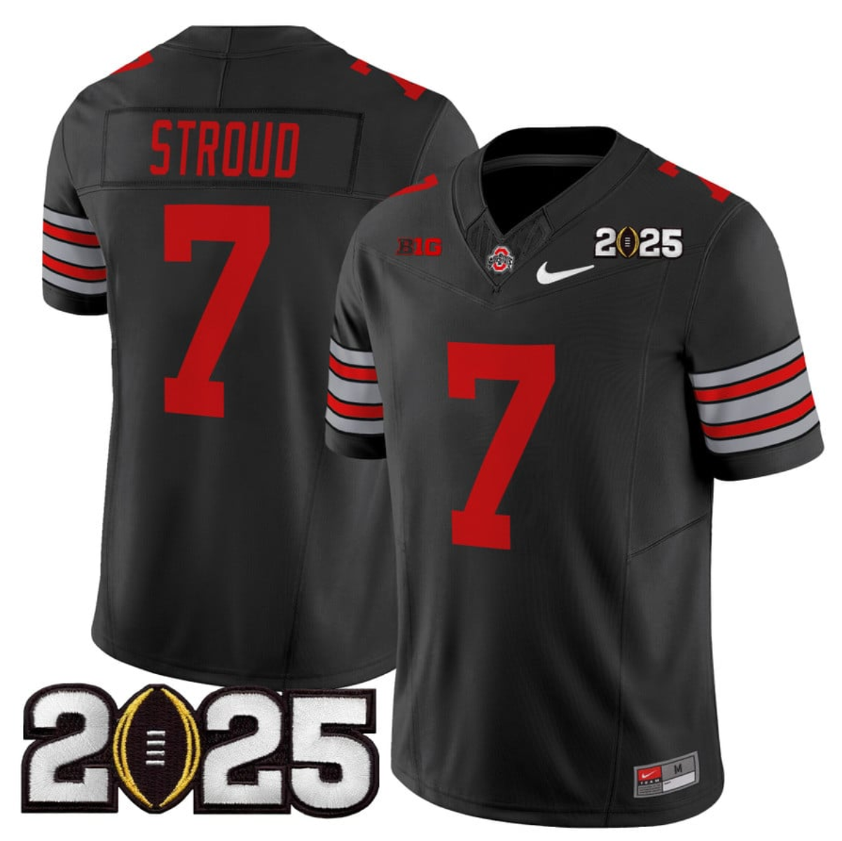 Men's Ohio State Buckeyes #7 C.J. Stroud Black 2025 CFP Final Patch F.U.S.E. Vapor Limited Stitched Football Jersey Men's Ohio State Buckeyes #7 C.J. Stroud Black 2025 CFP Final Patch F.U.S.E. Vapor Limited Stitched Football Jersey