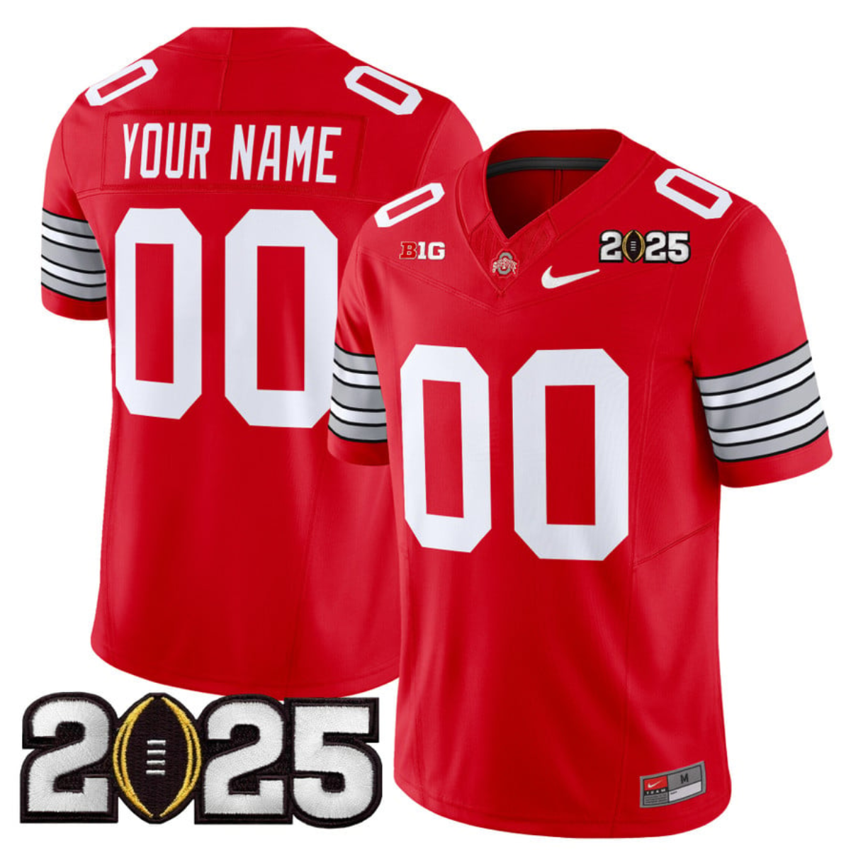 Men's Ohio State Buckeyes Active Player Custom Red 2025 CFP Final Patch F.U.S.E. Vapor Limited Stitched Football Jersey Men's Ohio State Buckeyes Active Player Custom Red 2025 CFP Final Patch F.U.S.E. Vapor Limited Stitched Football Jersey