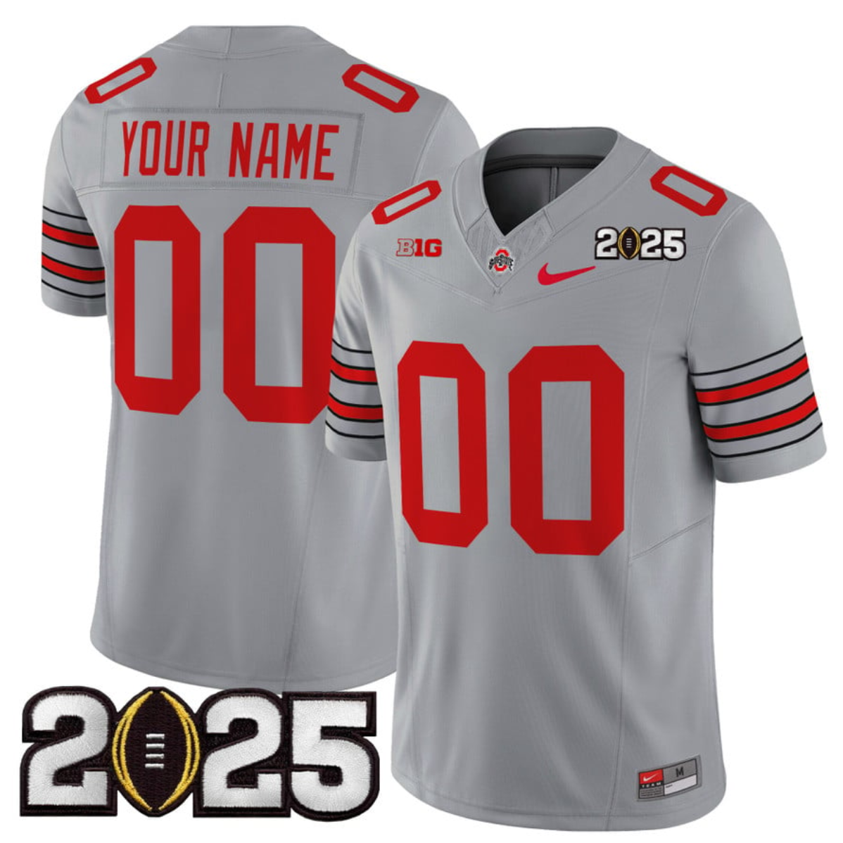 Men's Ohio State Buckeyes Active Player Custom Grey 2025 CFP Final Patch F.U.S.E. Vapor Limited Stitched Football Jersey Men's Ohio State Buckeyes Active Player Custom Grey 2025 CFP Final Patch F.U.S.E. Vapor Limited Stitched Football Jersey