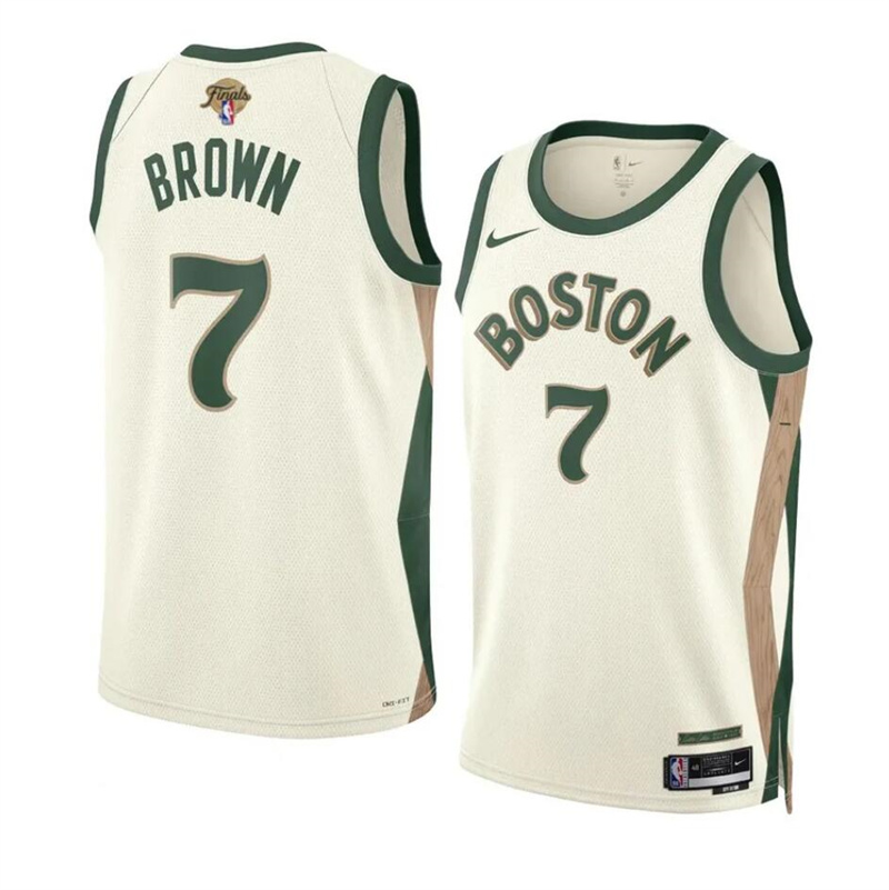 Men's Boston Celtics #7 Jaylen Brown Cream 2024 Finals City Edition Stitched Basketball Jersey Men's Boston Celtics #7 Jaylen Brown Cream 2024 Finals City Edition Stitched Basketball Jersey