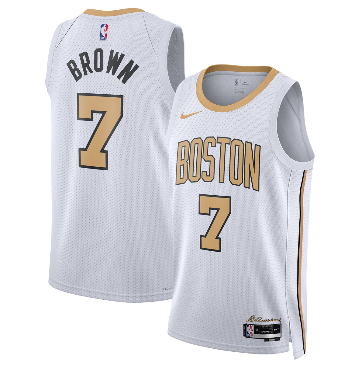 Men's Boston Celtics #7 Jaylen Brown White 2025/26 City Edition Stitched Basketball Jersey