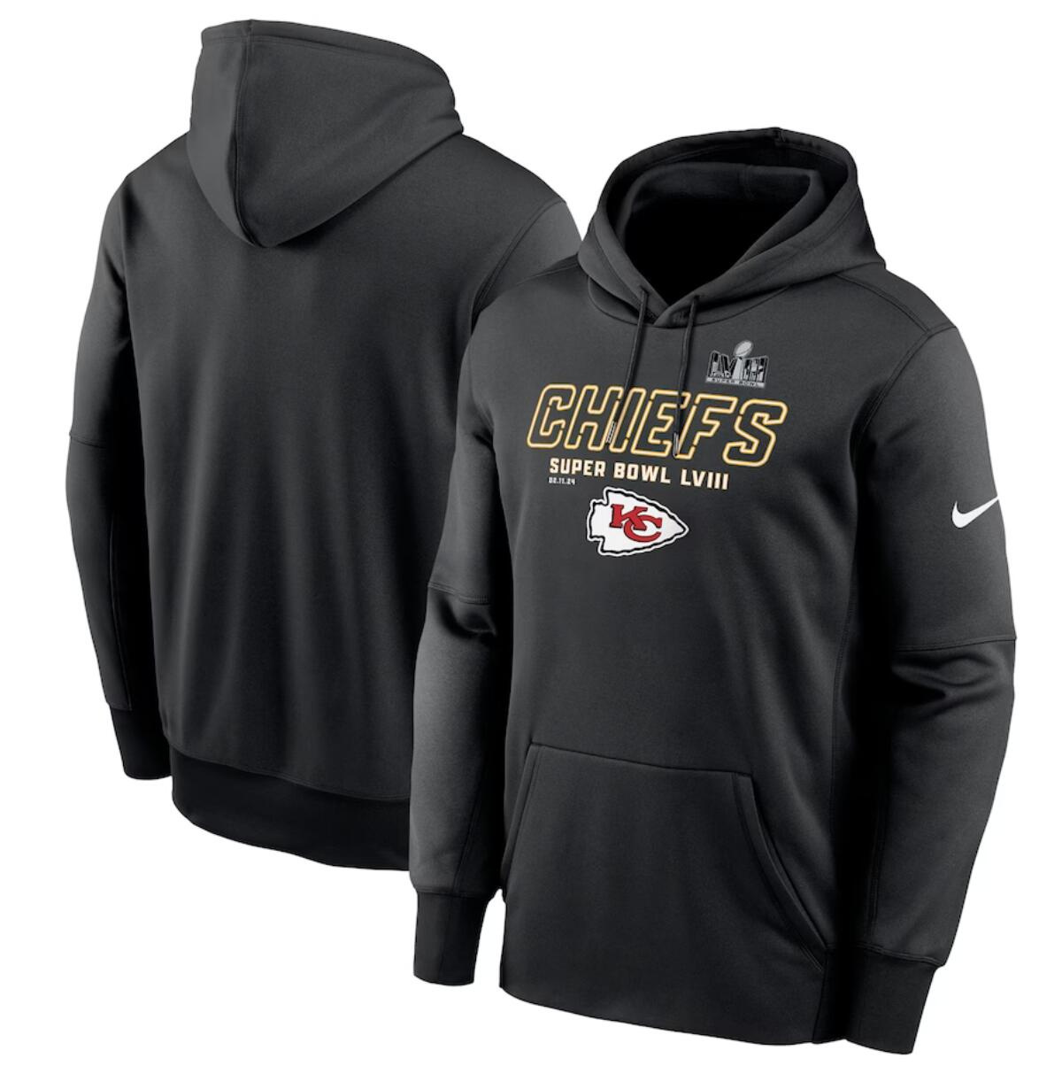 Men's Kansas City Chiefs Black Super Bowl LVIII Iconic Pullover Hoodie Men's Kansas City Chiefs Black Super Bowl LVIII Iconic Pullover Hoodie