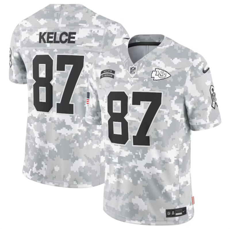 Youth Kansas City Chiefs #87 Travis Kelce 2024 F.U.S.E Arctic Camo Salute to Service Limited Stitched Football Jersey Youth Kansas City Chiefs #87 Travis Kelce 2024 F.U.S.E Arctic Camo Salute to Service Limited Stitched Football Jersey