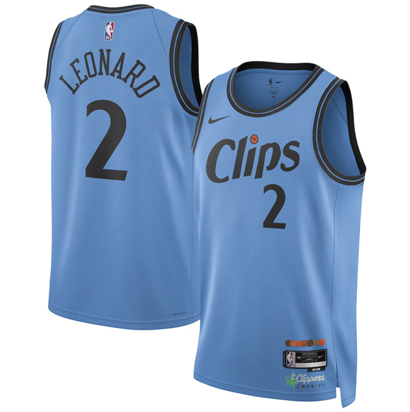 Men's Los Angeles Clippers #2 Kawhi Leonard Light Blue 2024/25 CityEdition Stitched Jersey Men's Los Angeles Clippers #2 Kawhi Leonard Light Blue 2024/25 CityEdition Stitched Jersey