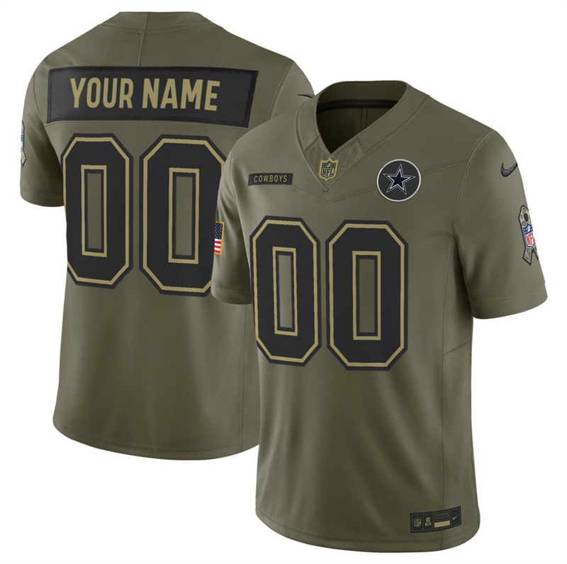 Youth Dallas Cowboys Active Player Custom Olive 2025 F.U.S.E. Salute to Service Limited Stitched Football Jersey