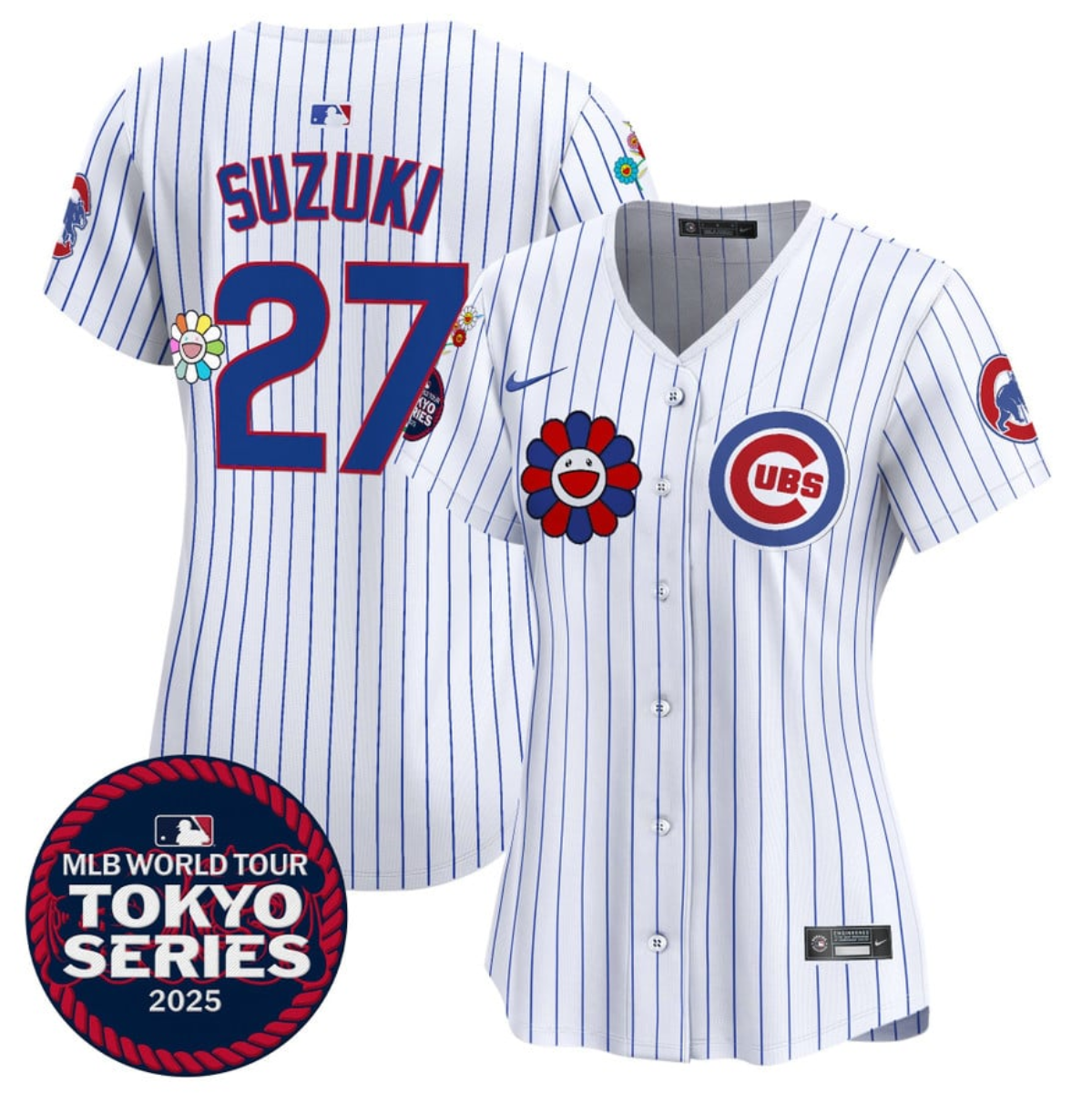 Women's Chicago Cubs #27 Seiya Suzuki White 2025 Tokyo Series Limited Stitched Baseball Jersey(Run Small) Women's Chicago Cubs #27 Seiya Suzuki White 2025 Tokyo Series Limited Stitched Baseball Jersey(Run Small)