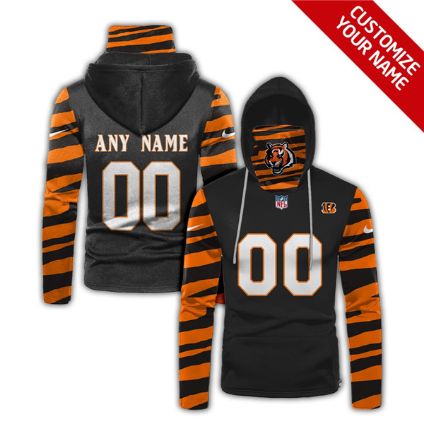 Men's Cincinnati Bengals Black 2020 Customize Hoodie Mask