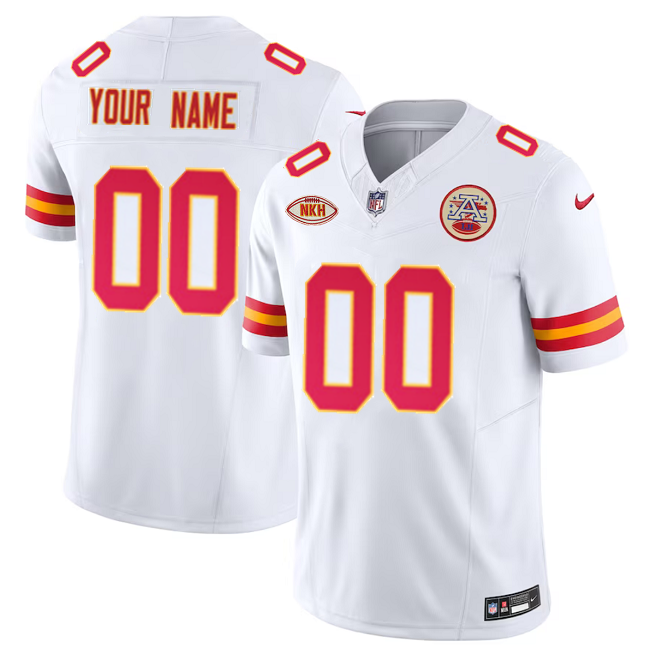 Men’s Kansas City Chiefs Active Player Custom White 2023 F.U.S.E. With "NKH" Patch Vapor Untouchable Limited Stitched Jersey Men’s Kansas City Chiefs Active Player Custom White 2023 F.U.S.E. With "NKH" Patch Vapor Untouchable Limited Stitched Jersey