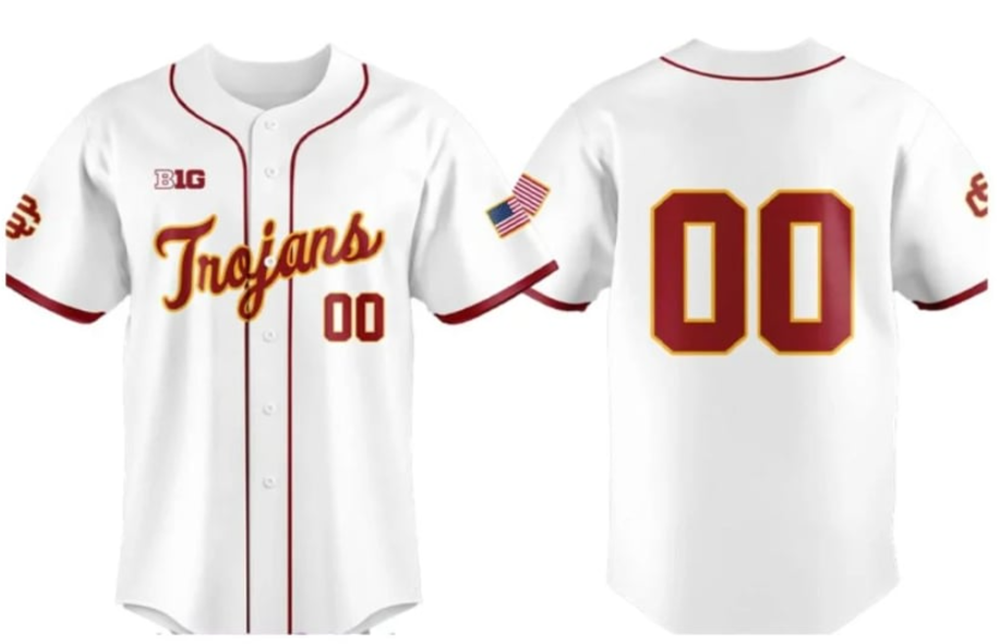 Men's USC Trojans Custom White Classic Script Special Baseball Jersey