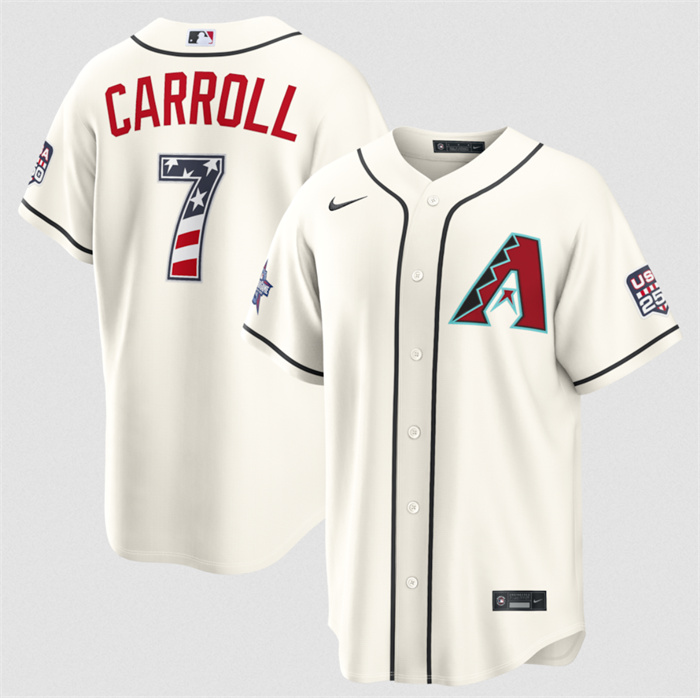 Men's Arizona Diamondbacks #7 Corbin Carroll Cream 2026 All-Star Edition Stars & Stripes Stadium Pick-A-Player Stitched Baseball Jersey