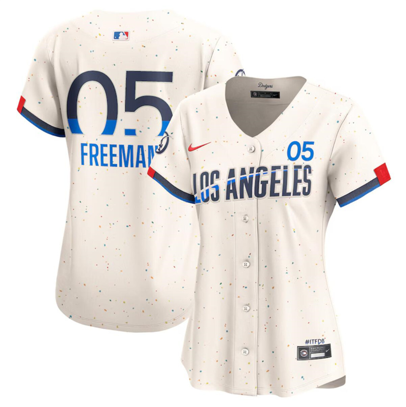 Women's Los Angeles Dodgers #5 Freddie Freeman Cream 2024 City Connect Limited Stitched Jersey(Run Small) Women's Los Angeles Dodgers #5 Freddie Freeman Cream 2024 City Connect Limited Stitched Jersey(Run Small)