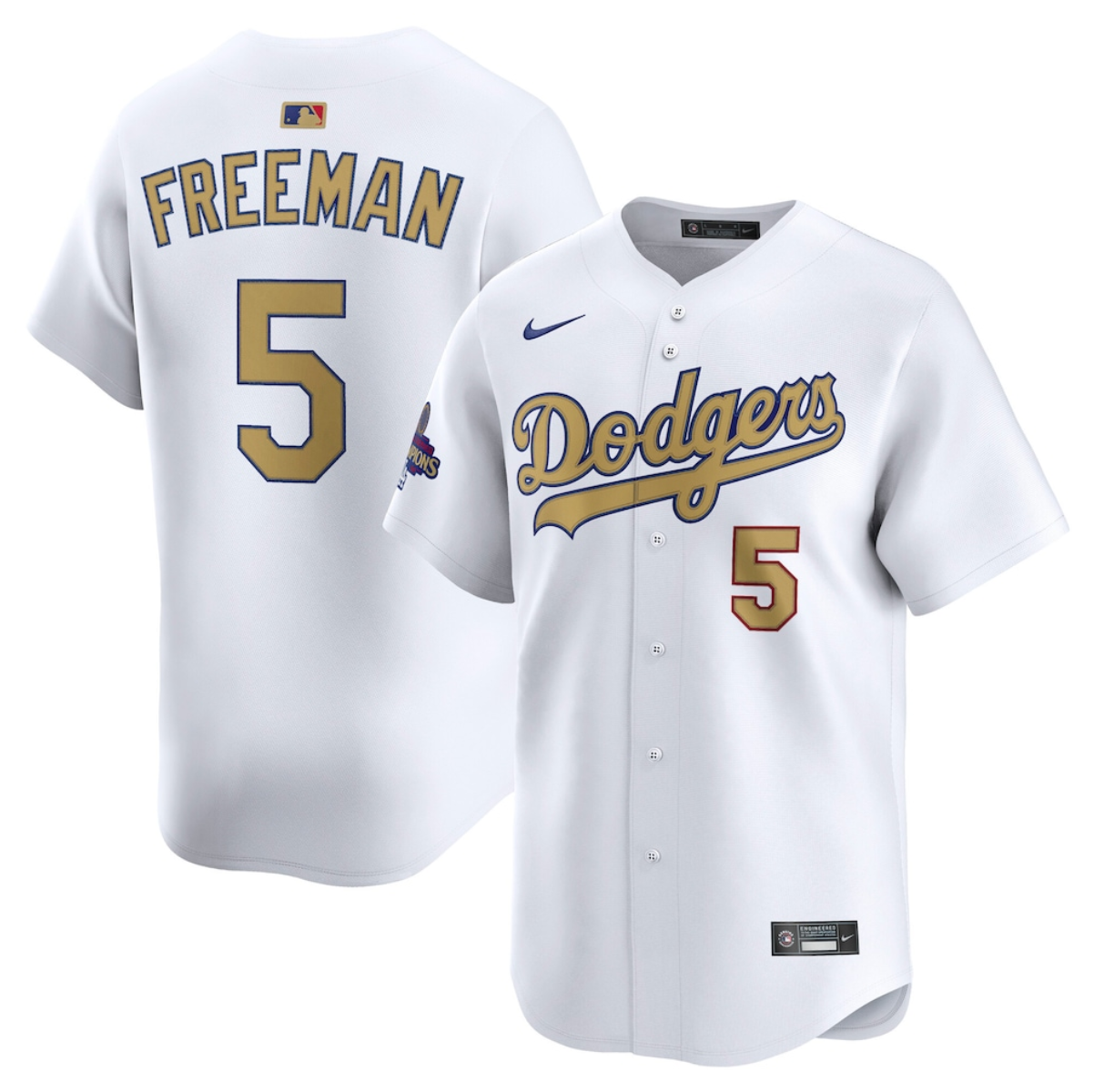 Youth Los Angeles Dodgers #5 Freddie Freeman White 2025 Gold Collection Limited Stitched Baseball Jersey Youth Los Angeles Dodgers #5 Freddie Freeman White 2025 Gold Collection Limited Stitched Baseball Jersey